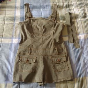 Army Green Denim Shortalls